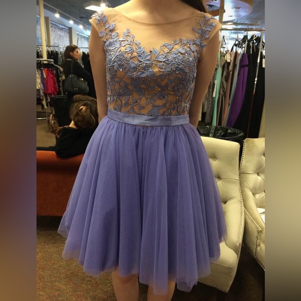 Sherri Hill Short purple flower dress size 8